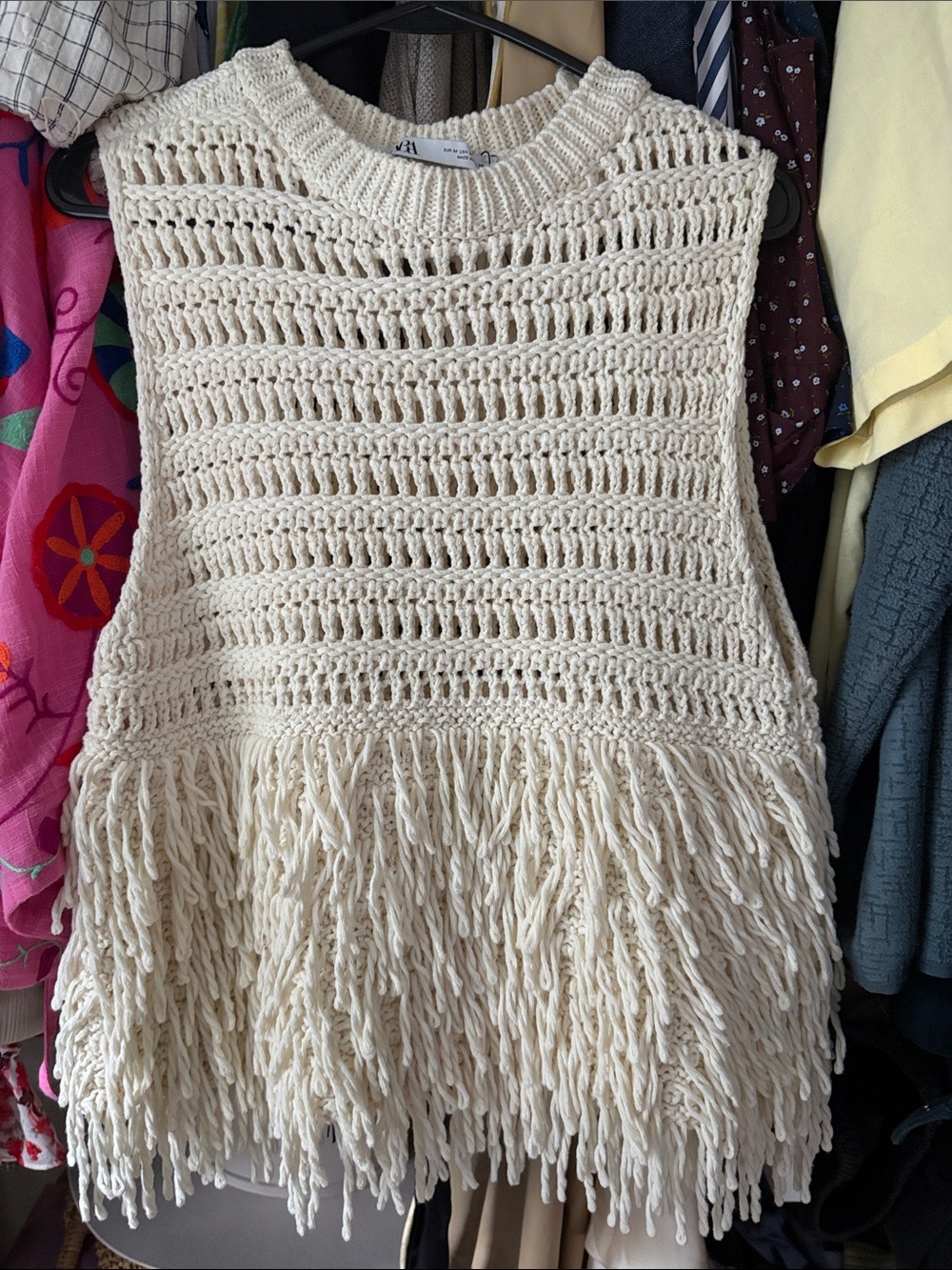 Zara Crochet Vest Tassels - cream size M